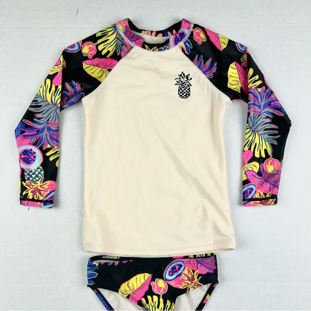 JC Penny's Floral Rash-Guard Floral Girls Bathing Suit